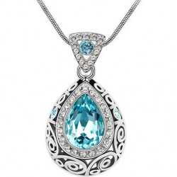 Sea blue austrian crystal big water drop pendant